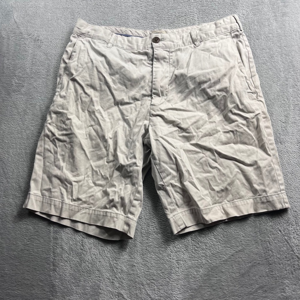 Faherty All Day Shorts Mens 31 Light Khaki Tan Flat Front Casual Chino 8in